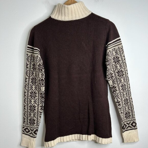 Vintage Bogner Sweater Womens S Brown Quarter Zip Wool Cashmere Fair Isle Ski - Picture 4 of 8